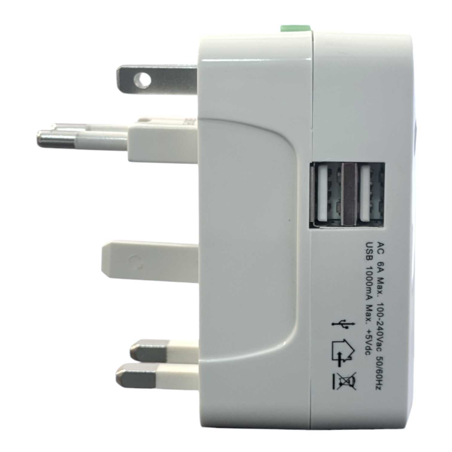 ADAPTADOR VIAJERO ALIMENTACION ALL IN ONE 250V 13A C/USB