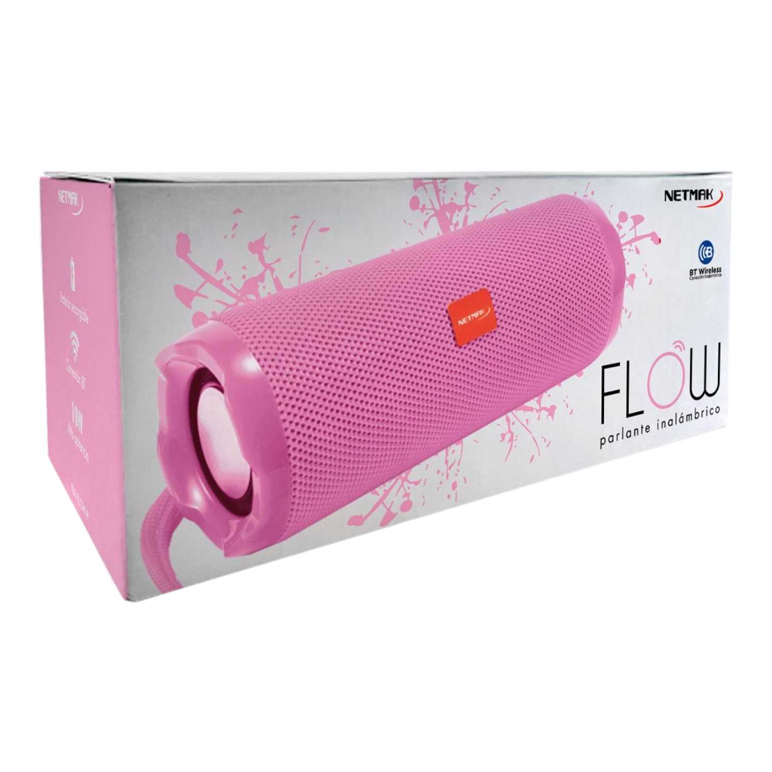 PARLANTE NETMAK BLUETOOTH 10W FLOW NM-FLOW ROSA