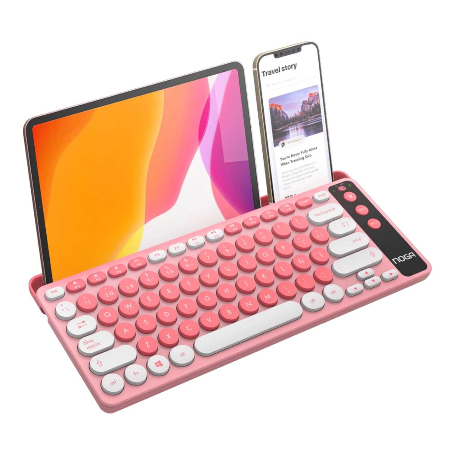 TECLADO NOGANET INALAMBRICO NKB-Q30 + BT ROSA