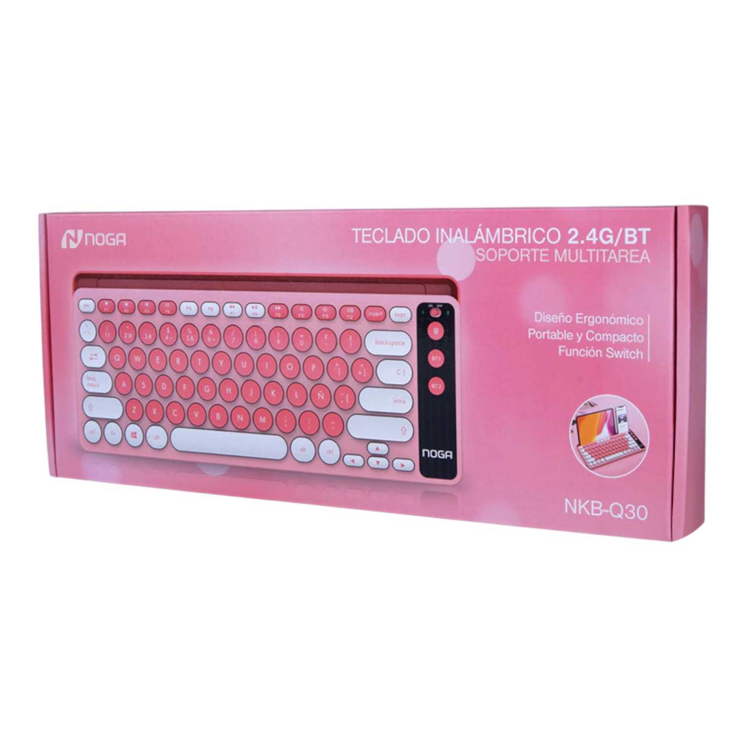 TECLADO NOGANET INALAMBRICO NKB-Q30 + BT ROSA