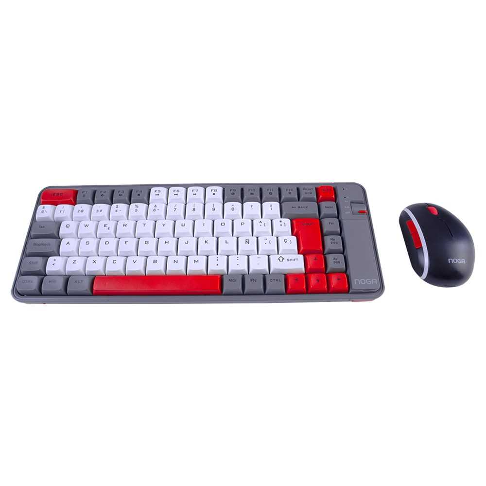 TECLADO Y MOUSE INALAMBRICO NOGANET NKB-Q20 + BT ROJO