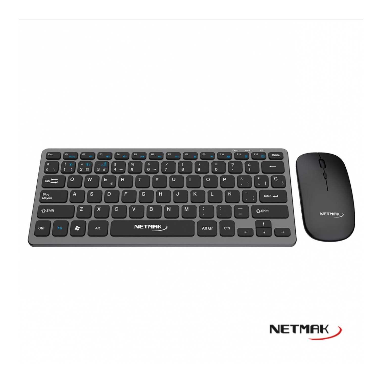 TECLADO Y MOUSE NETMAK INALAMBRICO + BT KB530 RECARGABLE