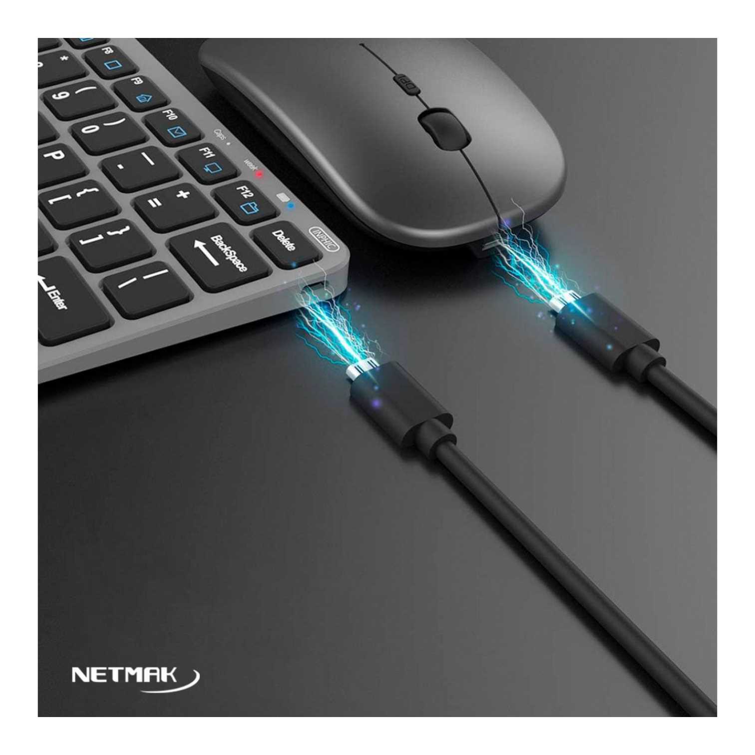 TECLADO Y MOUSE NETMAK INALAMBRICO + BT KB530 RECARGABLE
