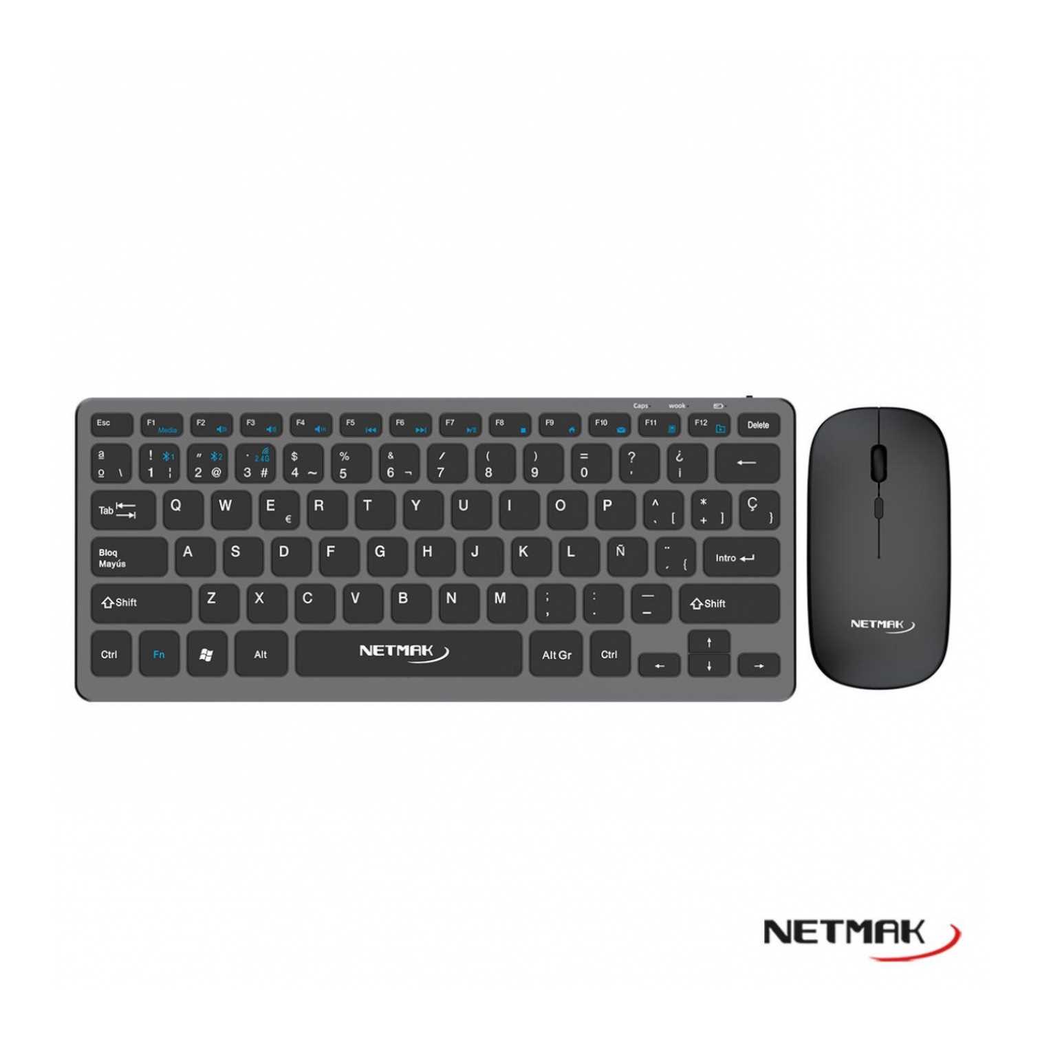 TECLADO Y MOUSE NETMAK INALAMBRICO + BT KB530 RECARGABLE
