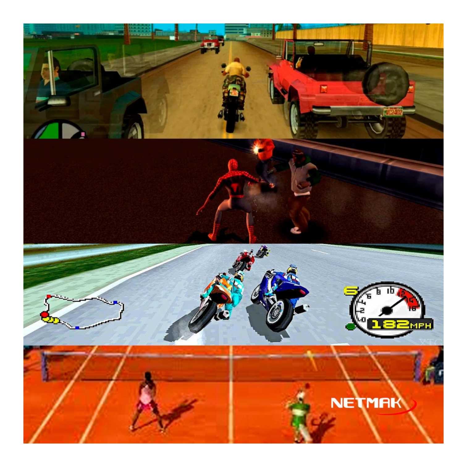 CONSOLA DE JUEGOS NETMAK NM-K10 C/2 JOY HDMI 4K 40000 JUEGOS NEGRO