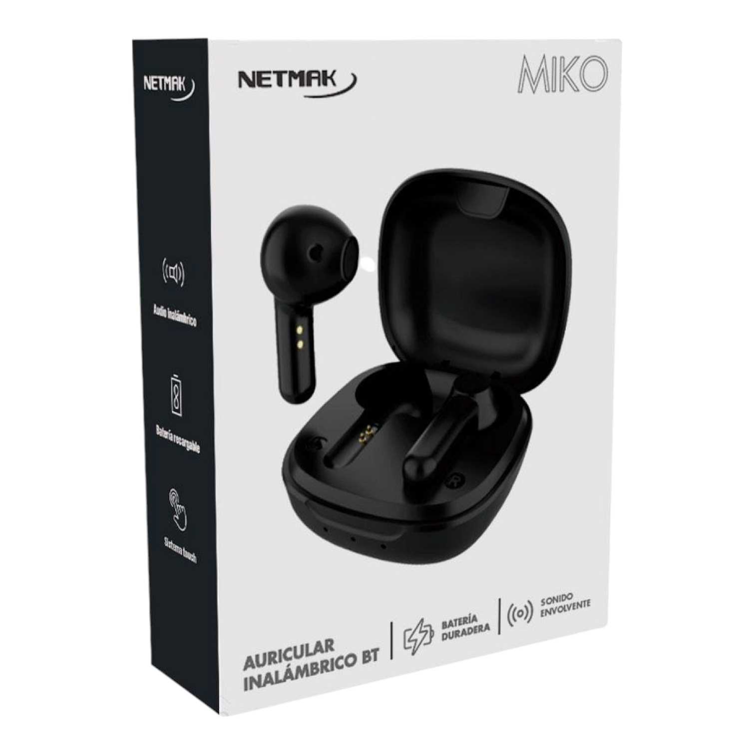 AURICULAR BT NETMAK EARBUDS NM-MIKO NEGRO