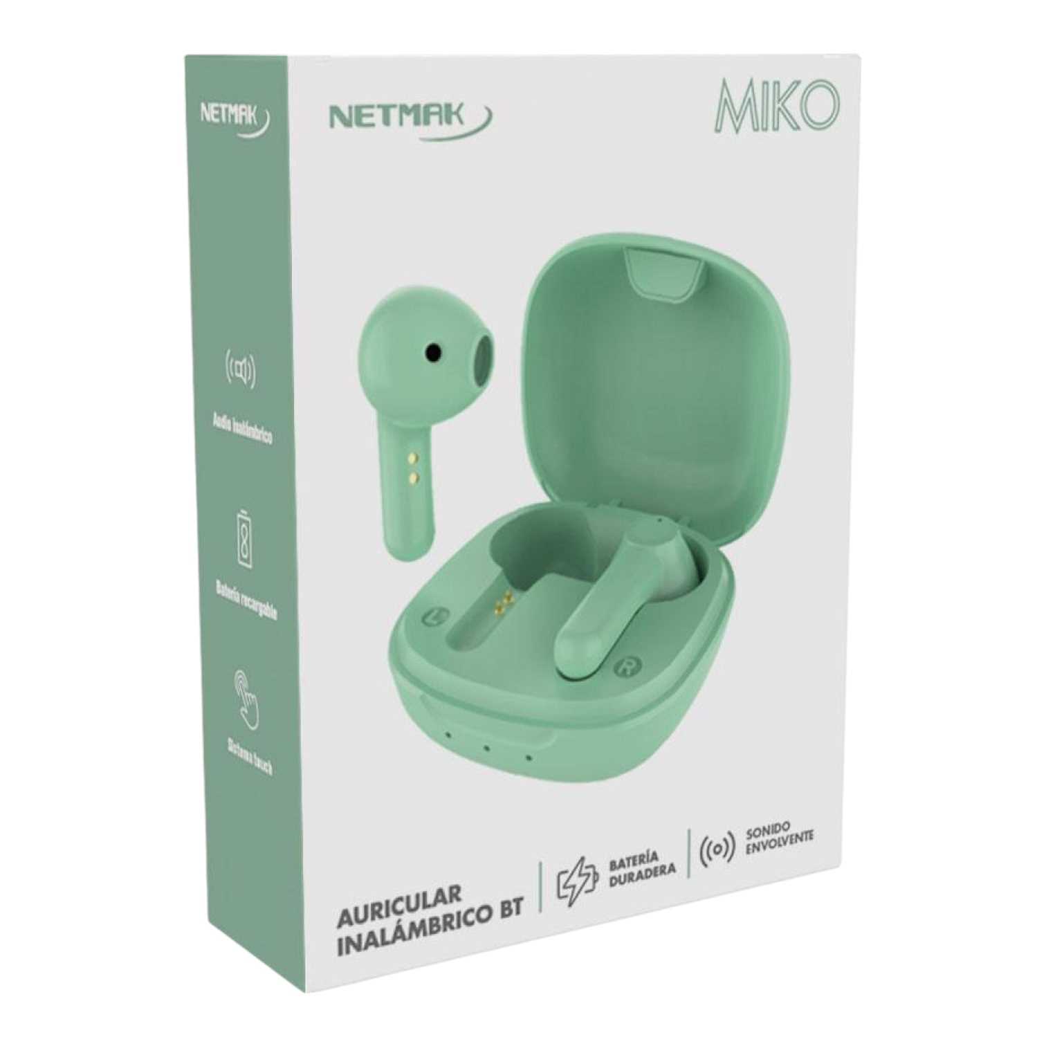 AURICULAR BT NETMAK EARBUDS NM-MIKO VERDE