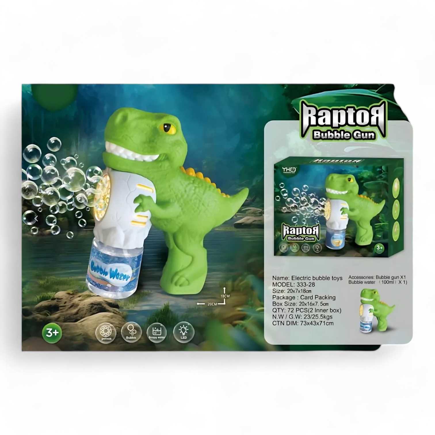 JUGUETE PISTOLA BURBUJAS RAPTOR 333-28