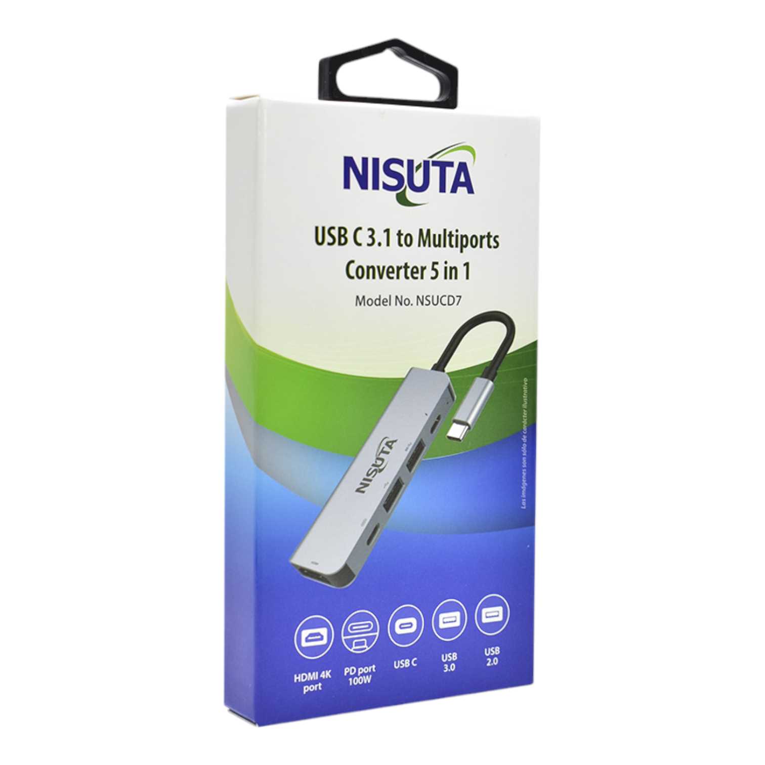 CONVERSOR DE USB 3.1 A HDMI + HUB USB C/A NISUTA NSUCD7