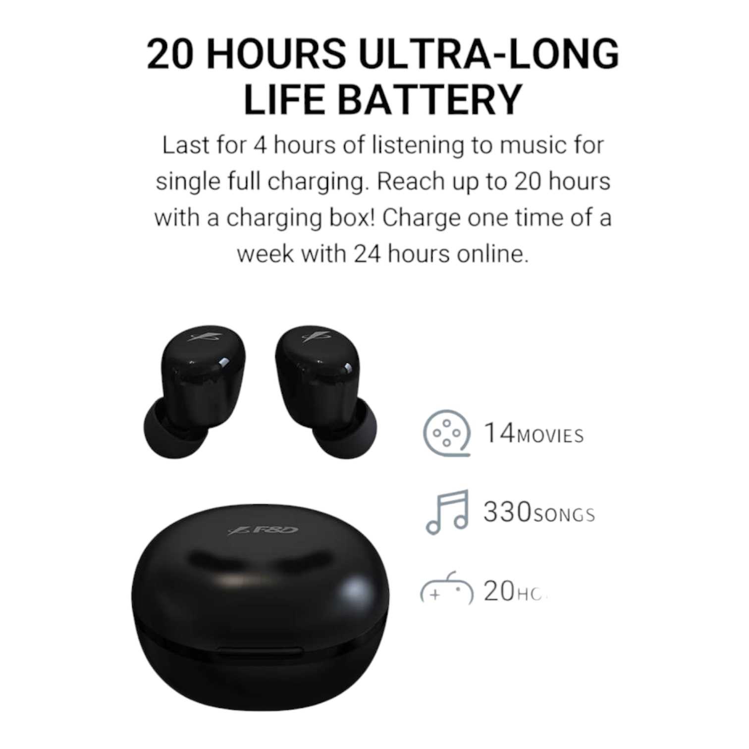 AURICULAR BT FENDA EARBUDS E1 BLACK