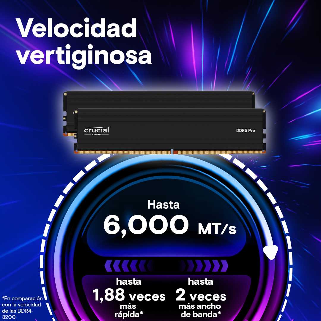 MEMORIA RAM DDR5 24GB CRUCIAL PRO 6000MHZ