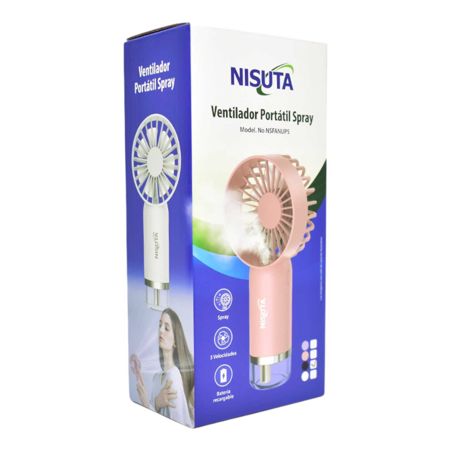 VENTILADOR USB NISUTA RECARGABLE CON SPRAY NSFANUPS