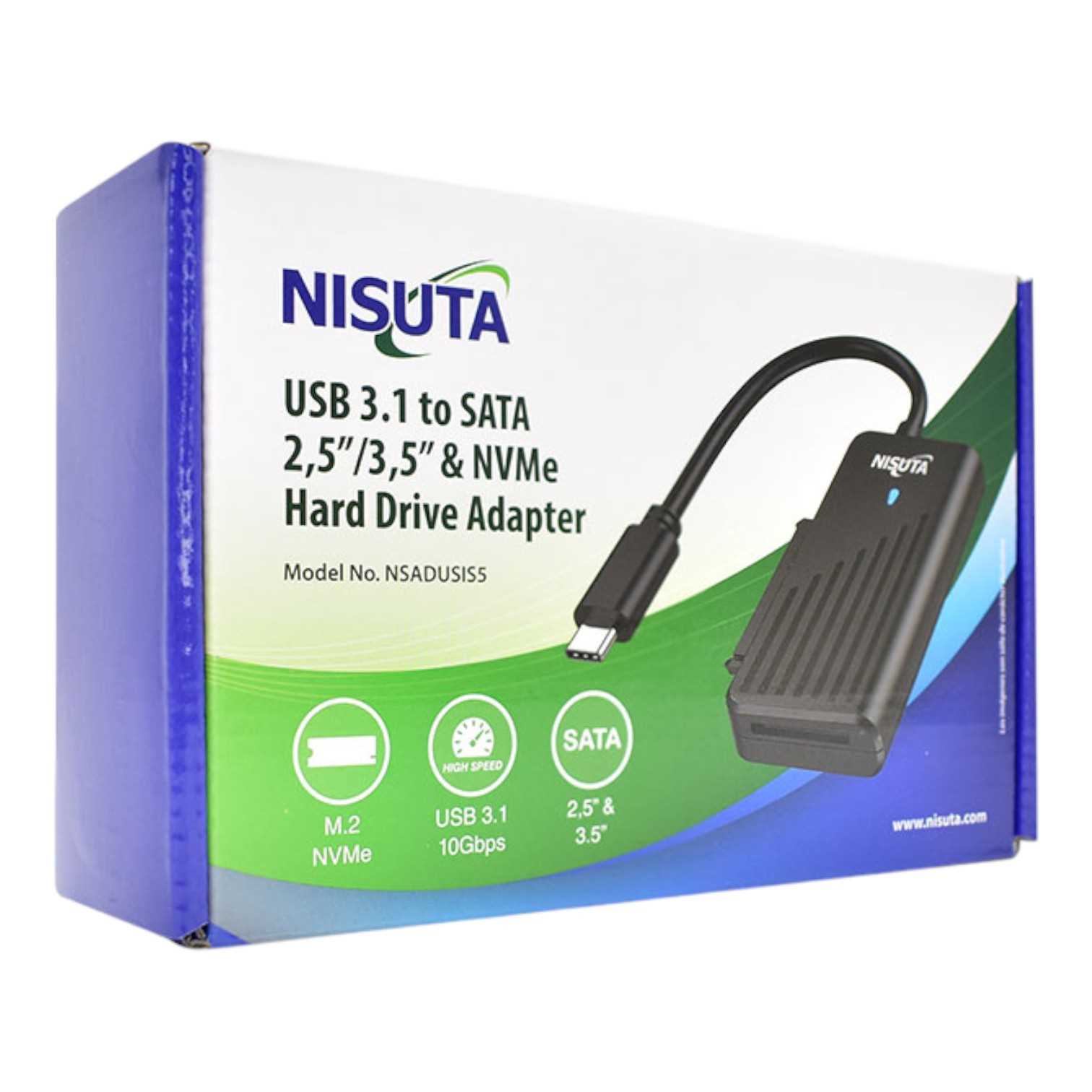 CONVERSOR DE USB 3.1 A DISCO SATA Y NVME M.2 NISUTA NSADUSIS5