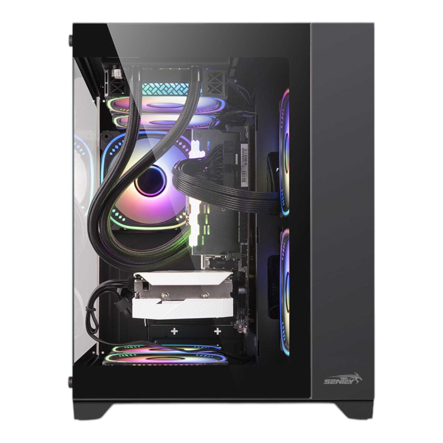 GABINETE SENTEY A10 GS-8000 RGB 5 FAN RGB SIN FUENTE