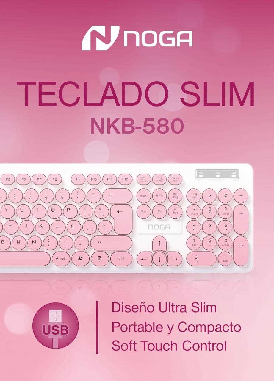 TECLADO NOGANET USB NKB-580 SLIM ROSA