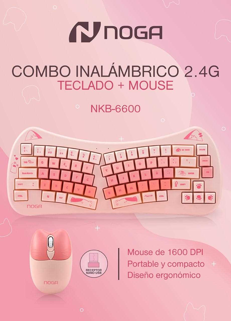 TECLADO Y MOUSE INALAMBRICO NOGANET NKB-6600 ROSA