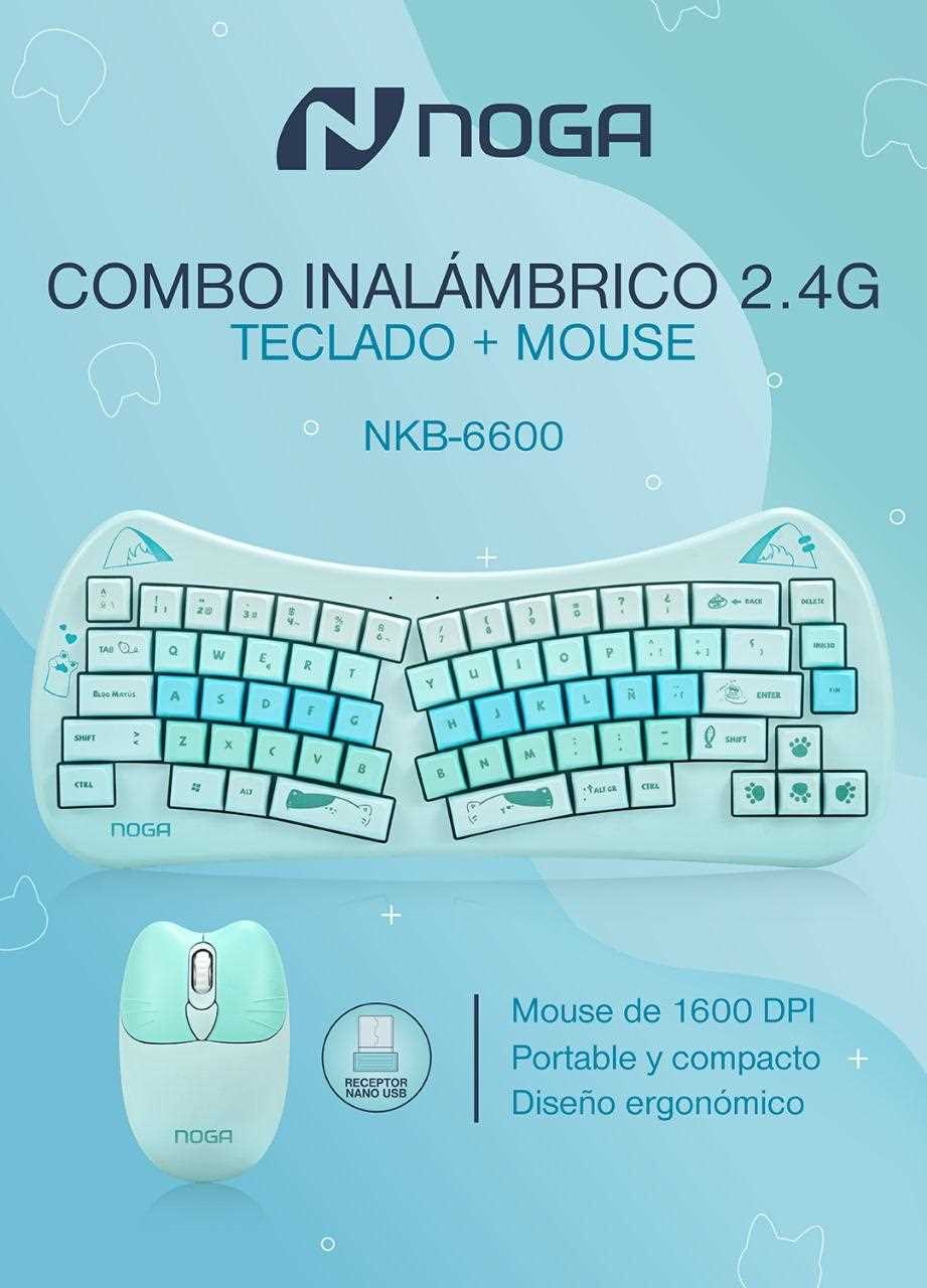 TECLADO Y MOUSE INALAMBRICO NOGANET NKB-6600 CELESTE