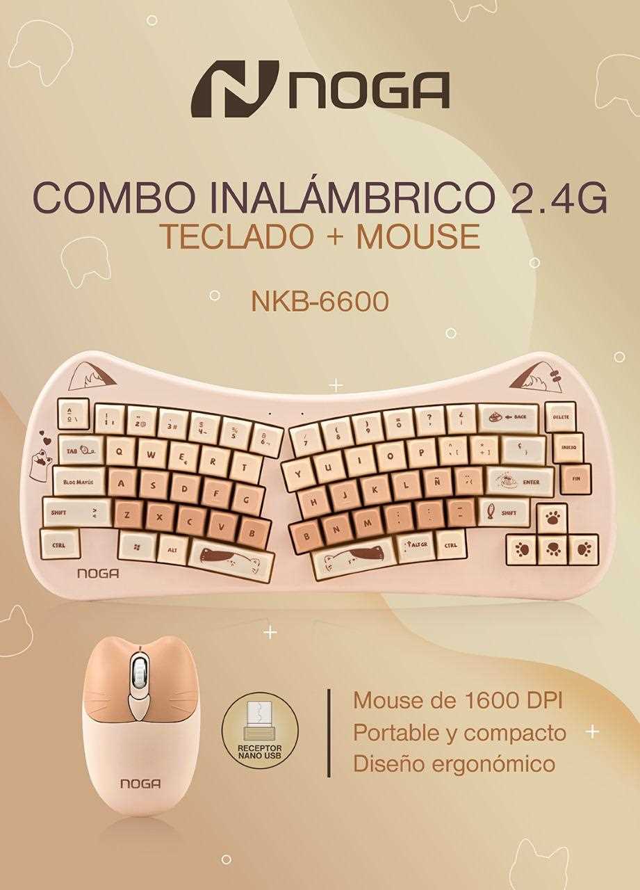TECLADO Y MOUSE INALAMBRICO NOGANET NKB-6600 MARRON
