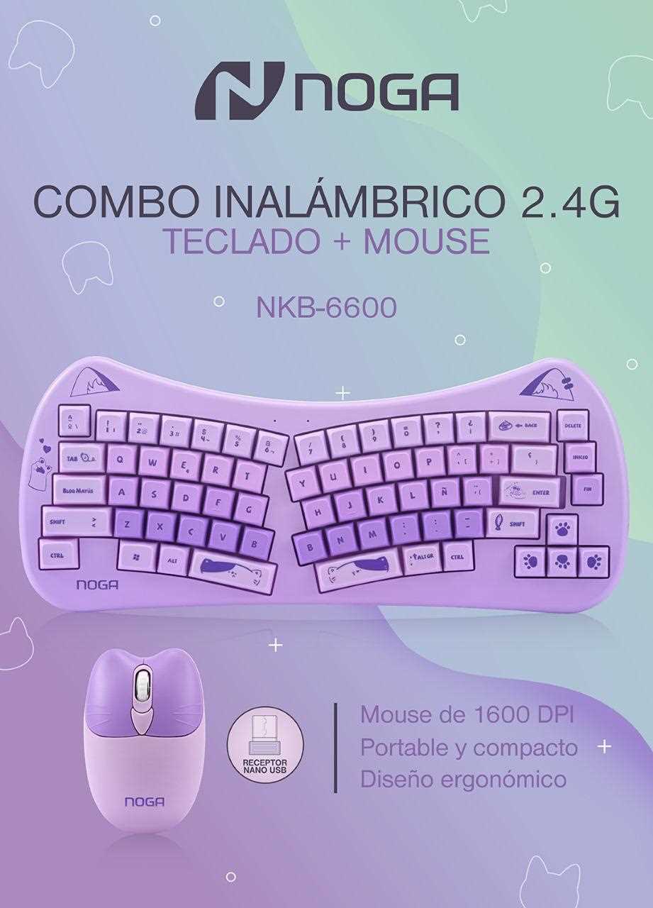 TECLADO Y MOUSE INALAMBRICO NOGANET NKB-6600 VIOLETA
