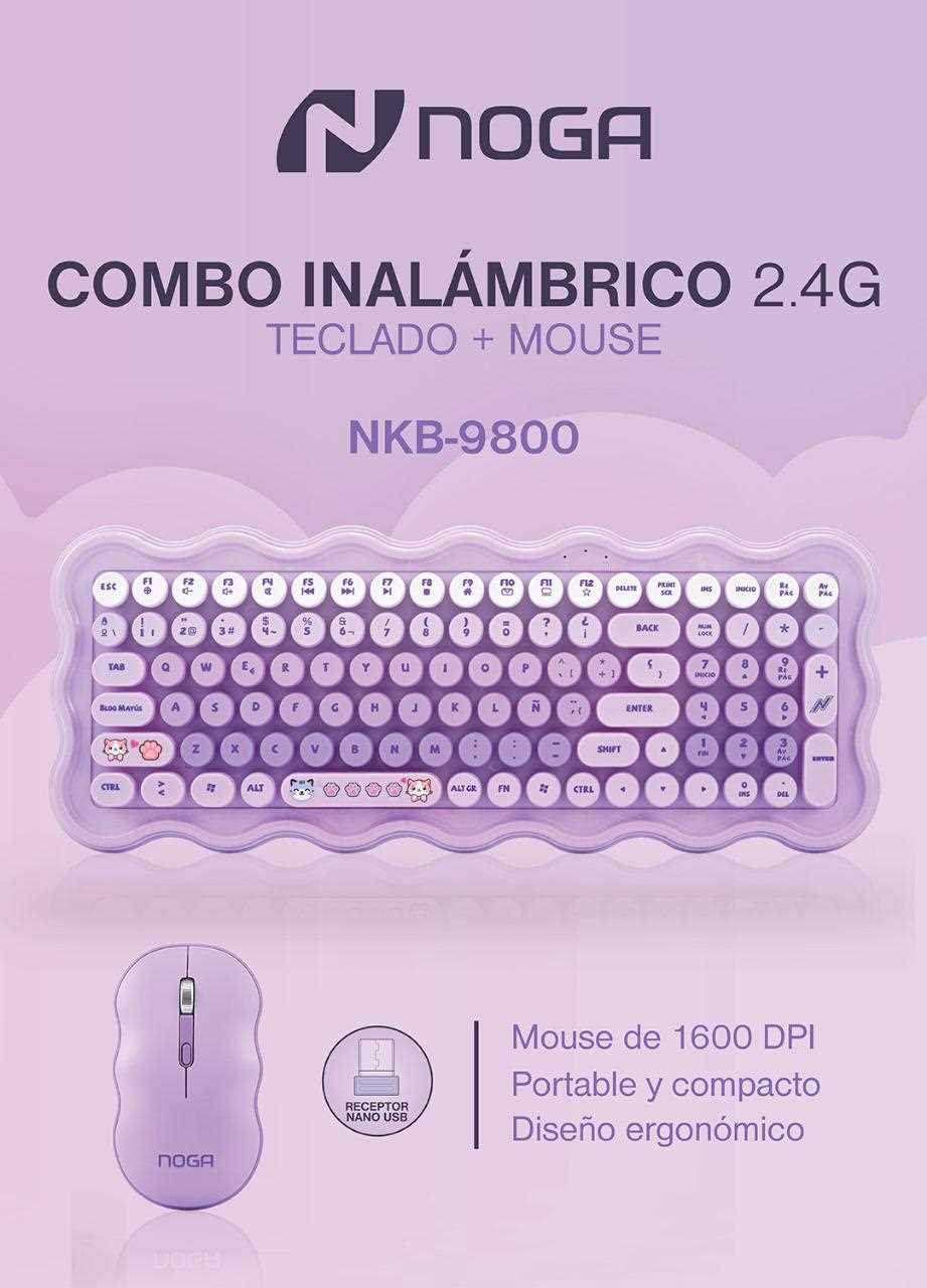 TECLADO Y MOUSE INALAMBRICO NOGANET NKB-9800 ROSA