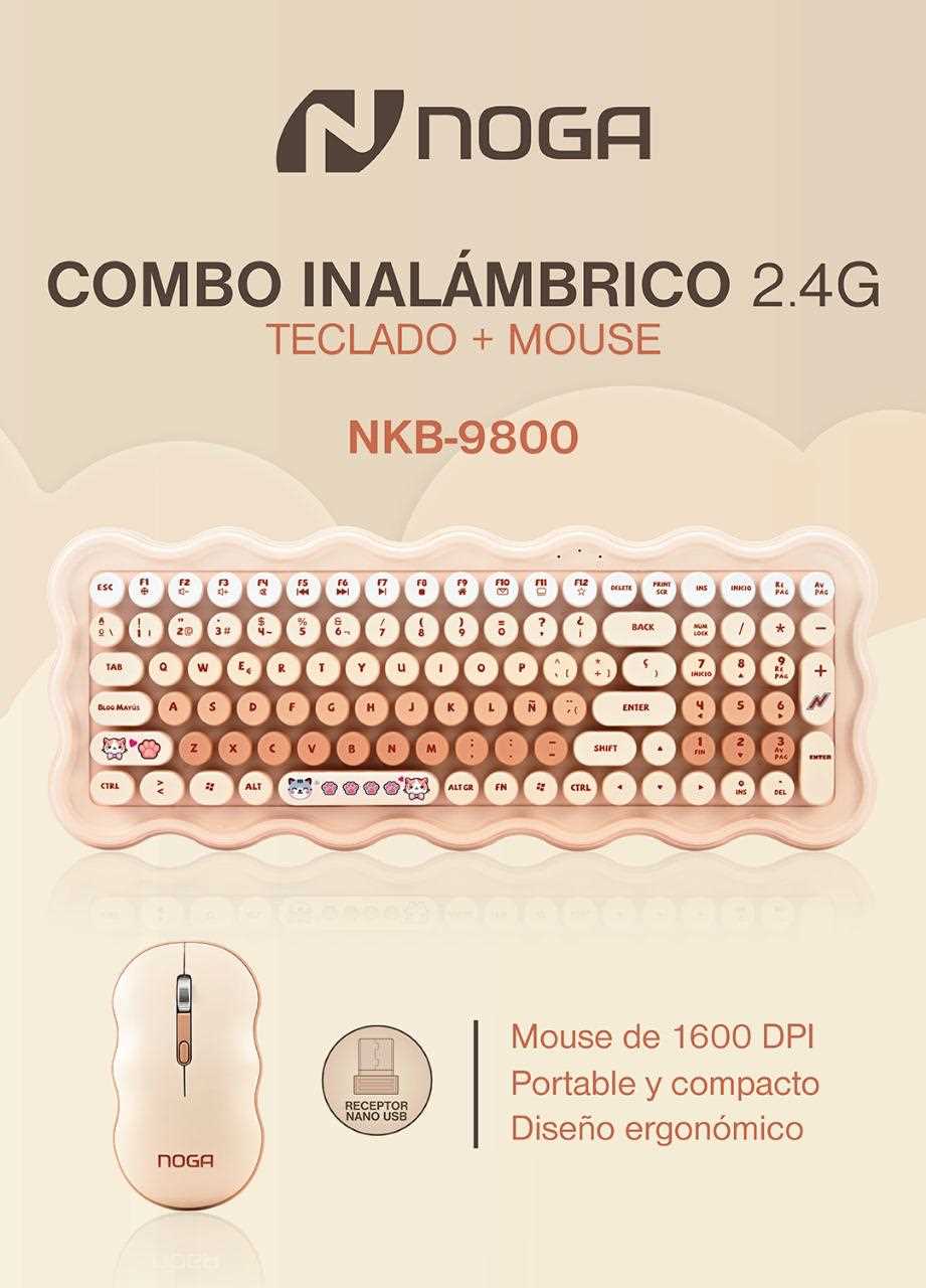 TECLADO Y MOUSE INALAMBRICO NOGANET NKB-9800 MARRON