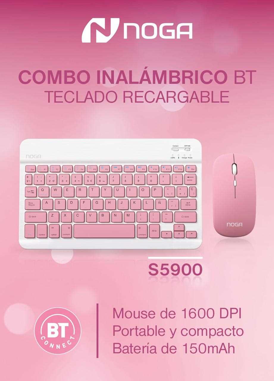 TECLADO Y MOUSE BT NOGANET S5900 ROSA