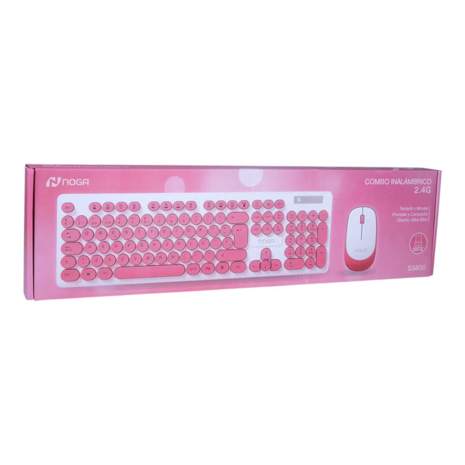 TECLADO Y MOUSE INALAMBRICO NOGANET NKB-S5800 ROSA