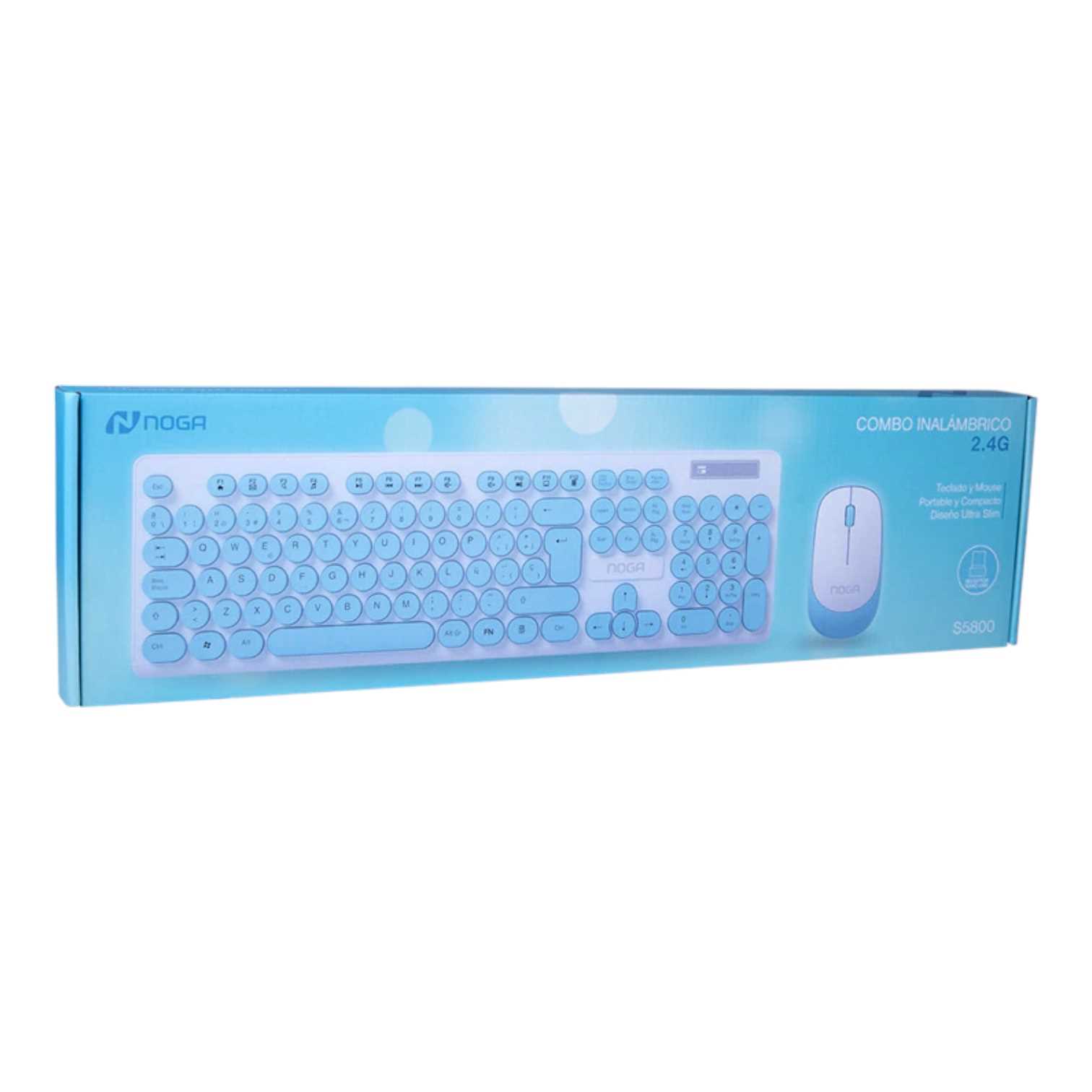 TECLADO Y MOUSE INALAMBRICO NOGANET NKB-S5800 CELESTE