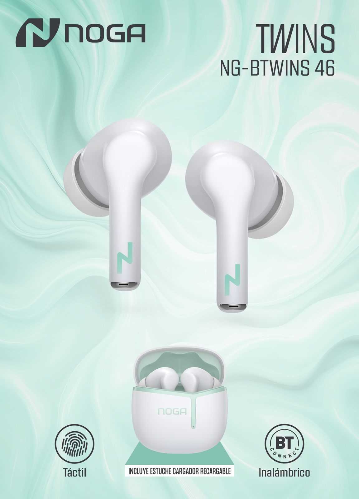 AURICULAR BT NOGANET BTWINS 46 BLANCO-CELESTE