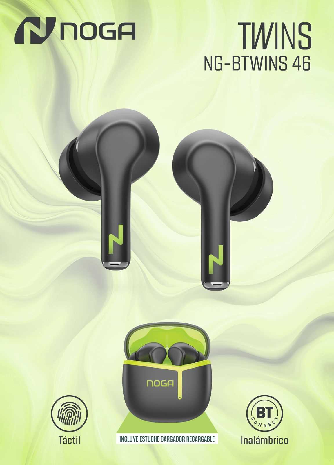 AURICULAR BT NOGANET BTWINS 46 NEGRO-AMARILLO