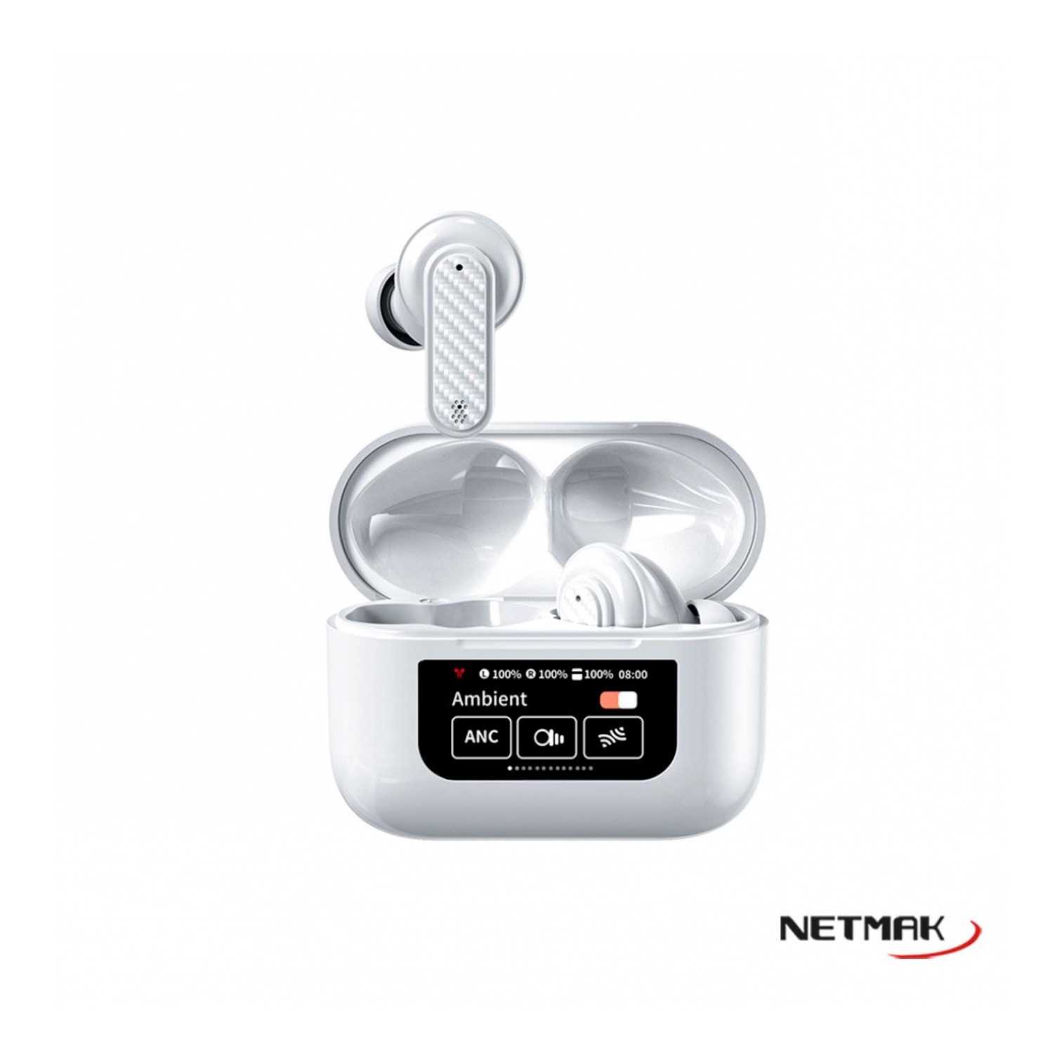 AURICULAR BT NETMAK EARBUDS NM-SMART C/PANTALLA