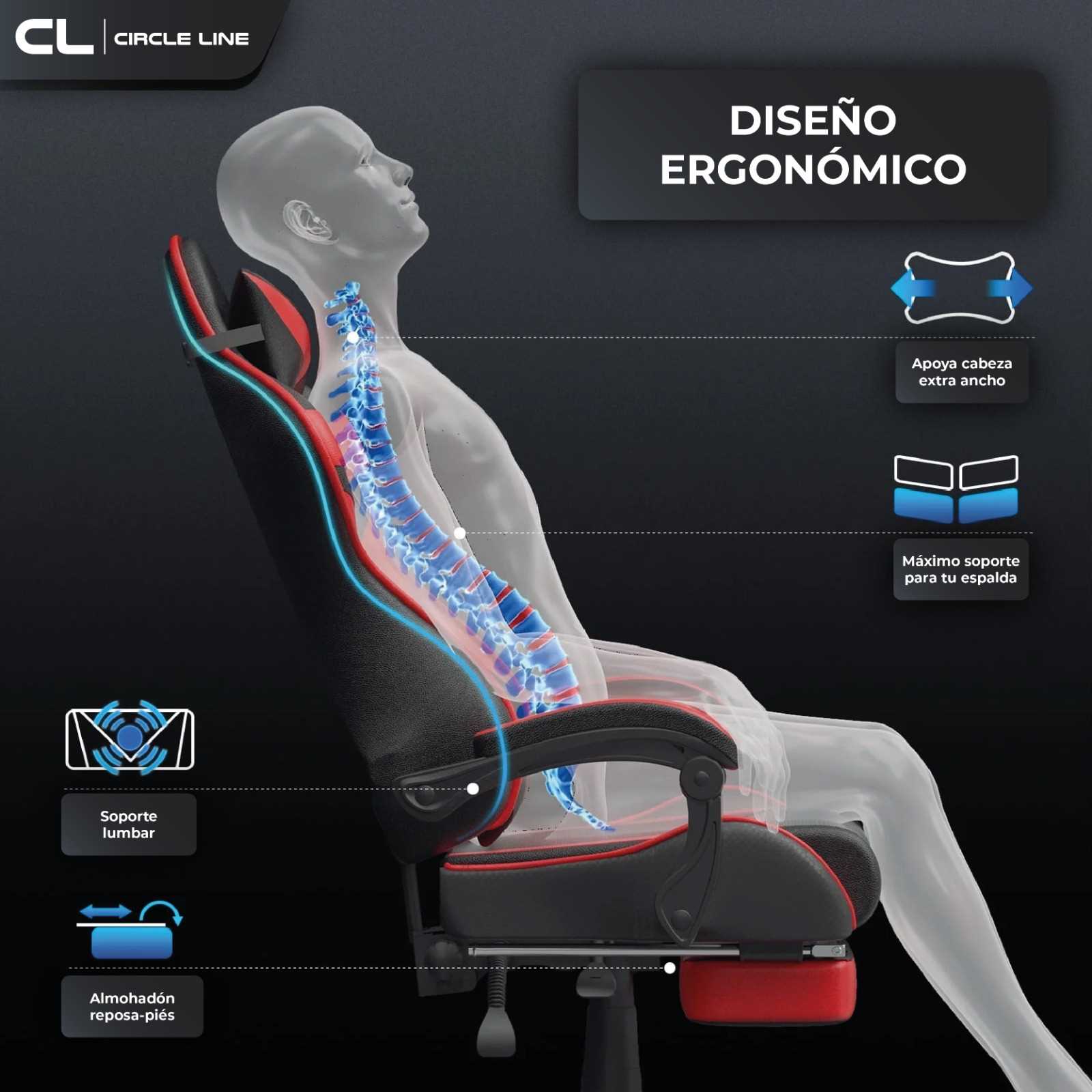 SILLA GAMER CIRCLE LINE BLACK CL-GC001