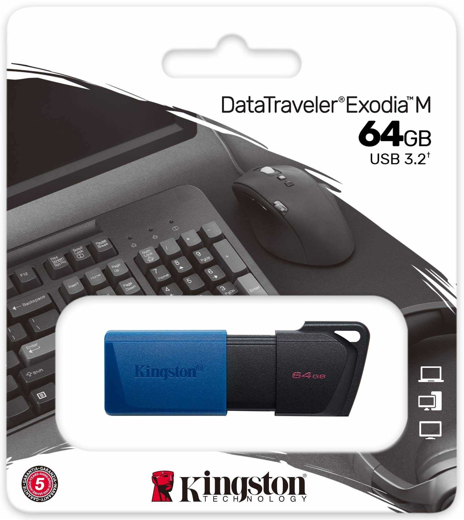 PENDRIVE 64GB 3.2 KINGSTON DTXON EXODIA M AZUL Y NEGRO