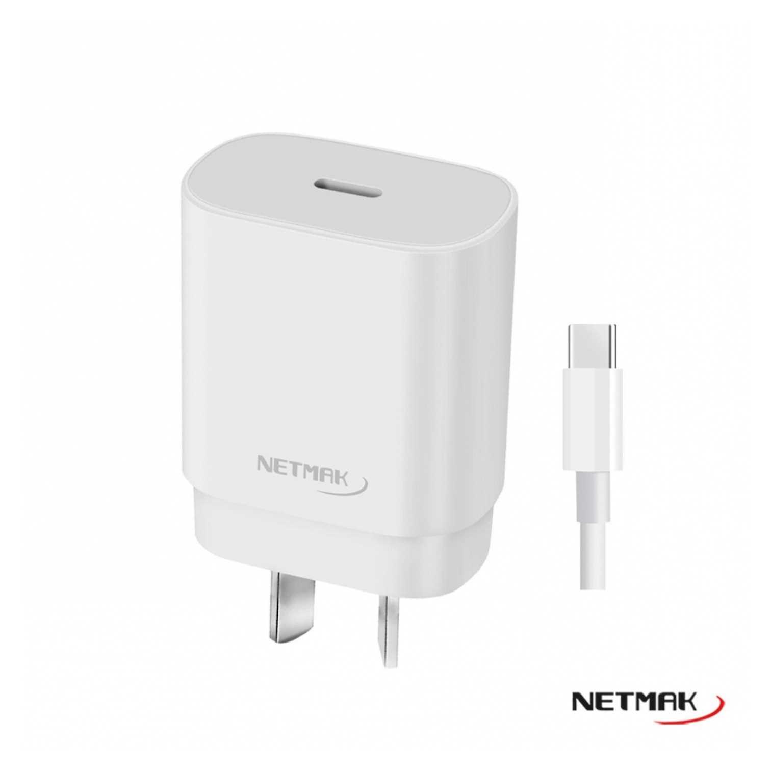 Cargador Usb-C Pd 30w con Cable Tipo-C Netmak (NM-CP2)