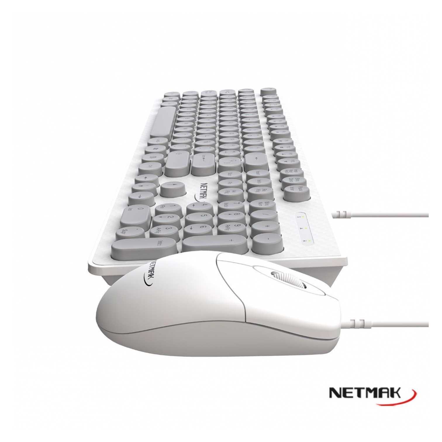 TECLADO Y MOUSE NETMAK NM-KB258 BLANCO