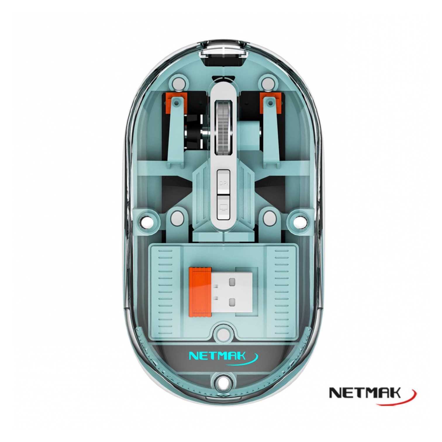 Mouse Inalambrico Transparente 2.4Ghz/Bt5.0 Verde (NM-M670-G)