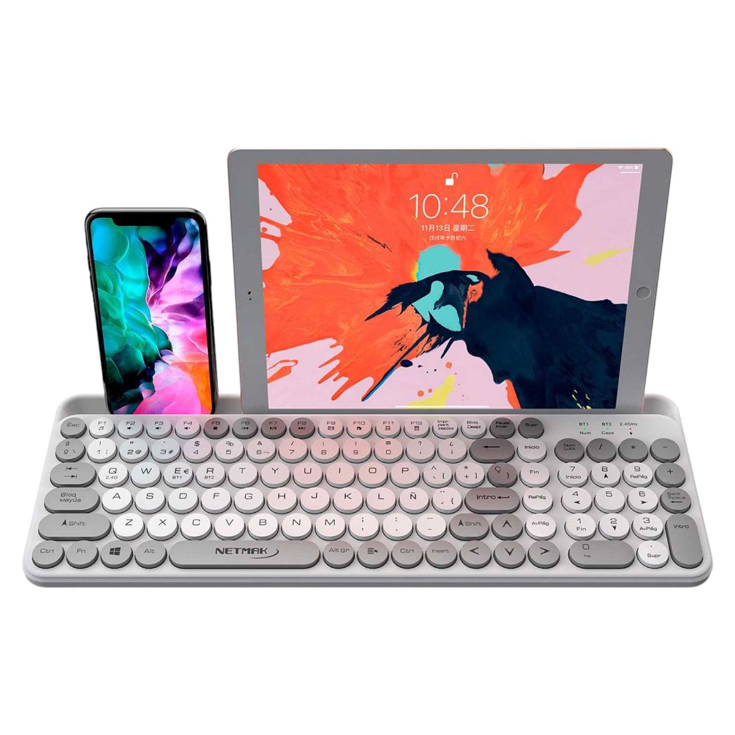 TECLADO NETMAK INALAMBRICO + BT 5.0 NM-KB380 BLANCO