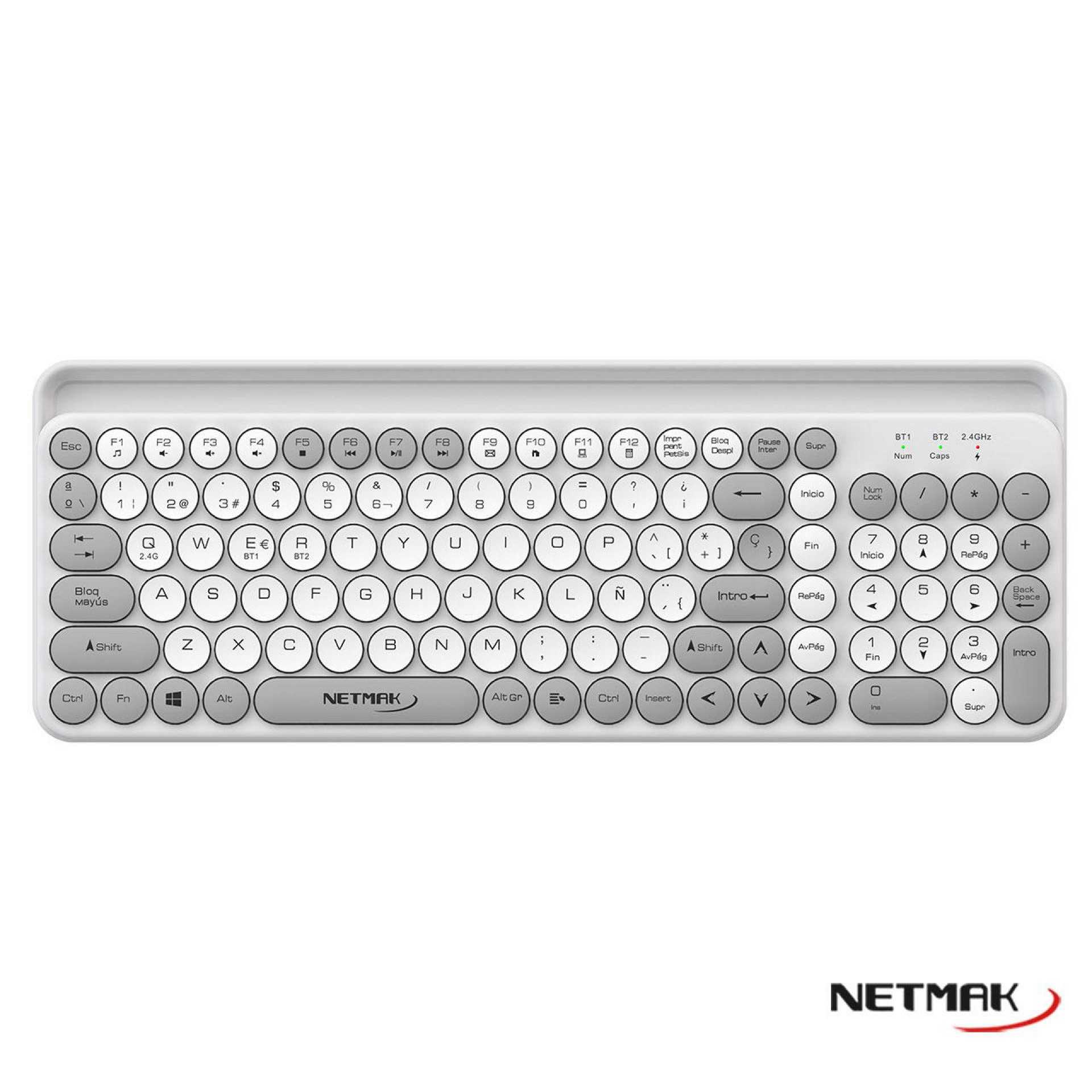 TECLADO NETMAK INALAMBRICO + BT 5.0 NM-KB380 BLANCO