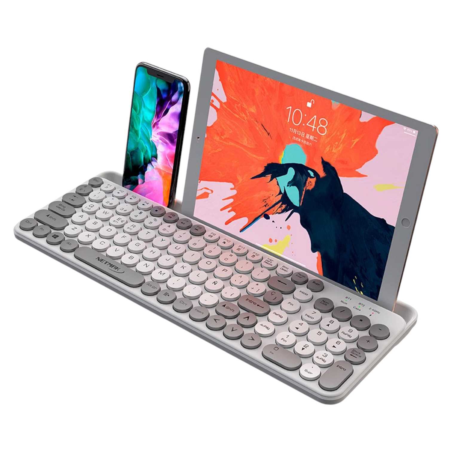 TECLADO NETMAK INALAMBRICO + BT 5.0 NM-KB380 BLANCO