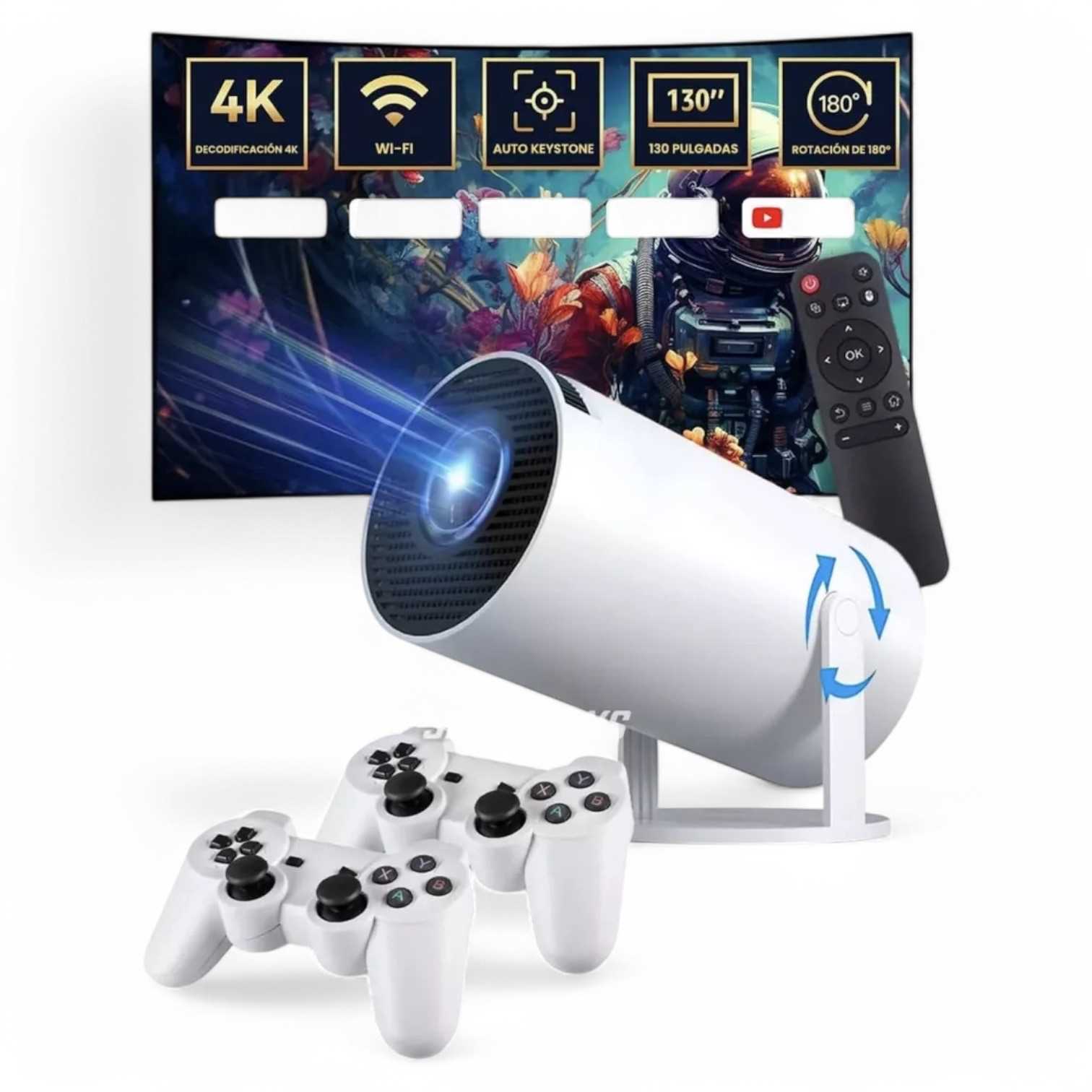 PROYECTOR MICROFAST ANDROID 1G/8G FHD WIFI/BLUETHOOT C/2 JOYSTICK