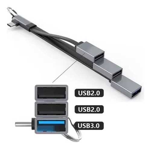 CONVERSOR TIPO C 3.0 A USB 3.0 + USB 2.0 + LECTOR MICRO USB SEISA HC-06C