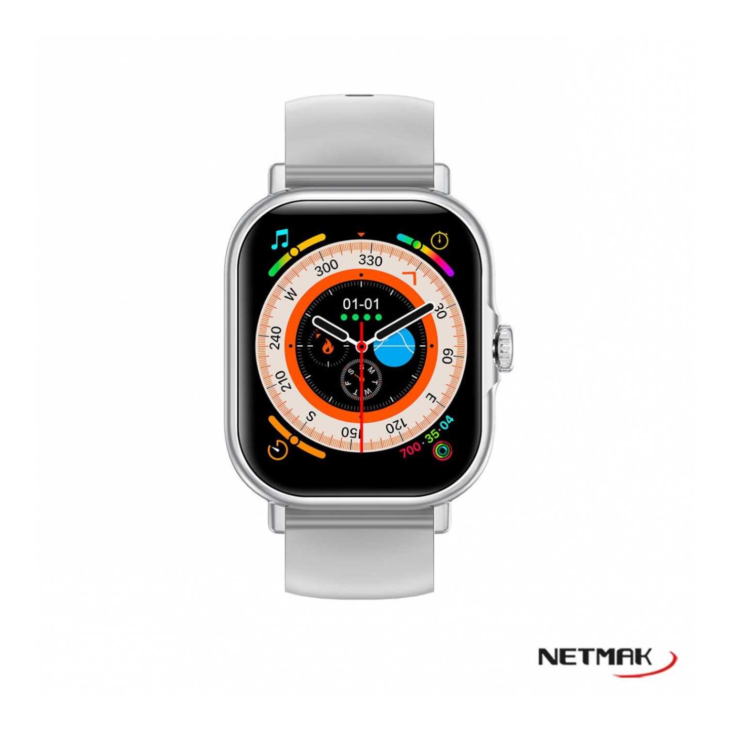 Smartwatch Bluetooth 2" 5.3 Netmak (NM-ACTION-S) Gris