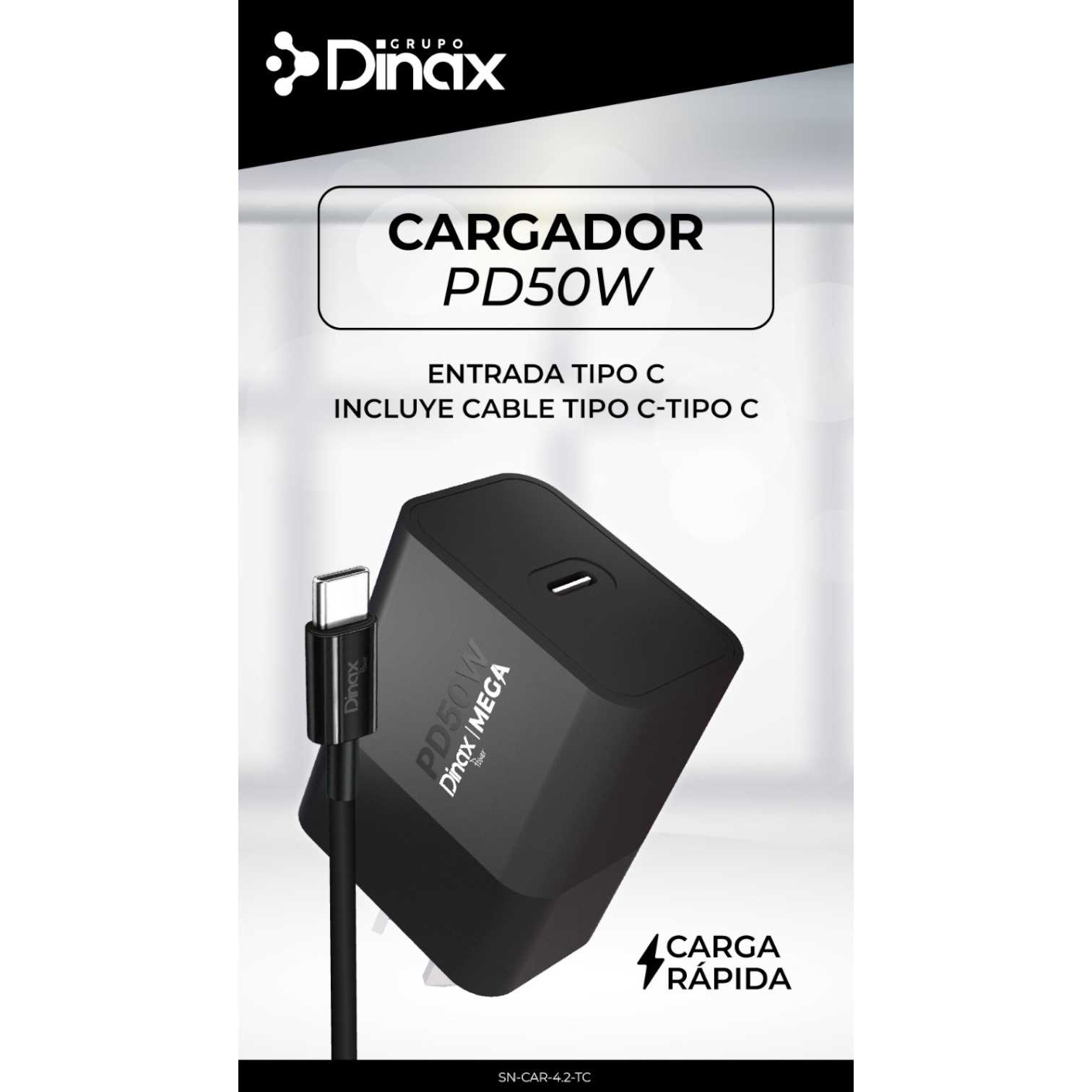 CARGADOR 220V TIPO C DINAX 4.2A CABLE + PD 50W SNCAR42TC