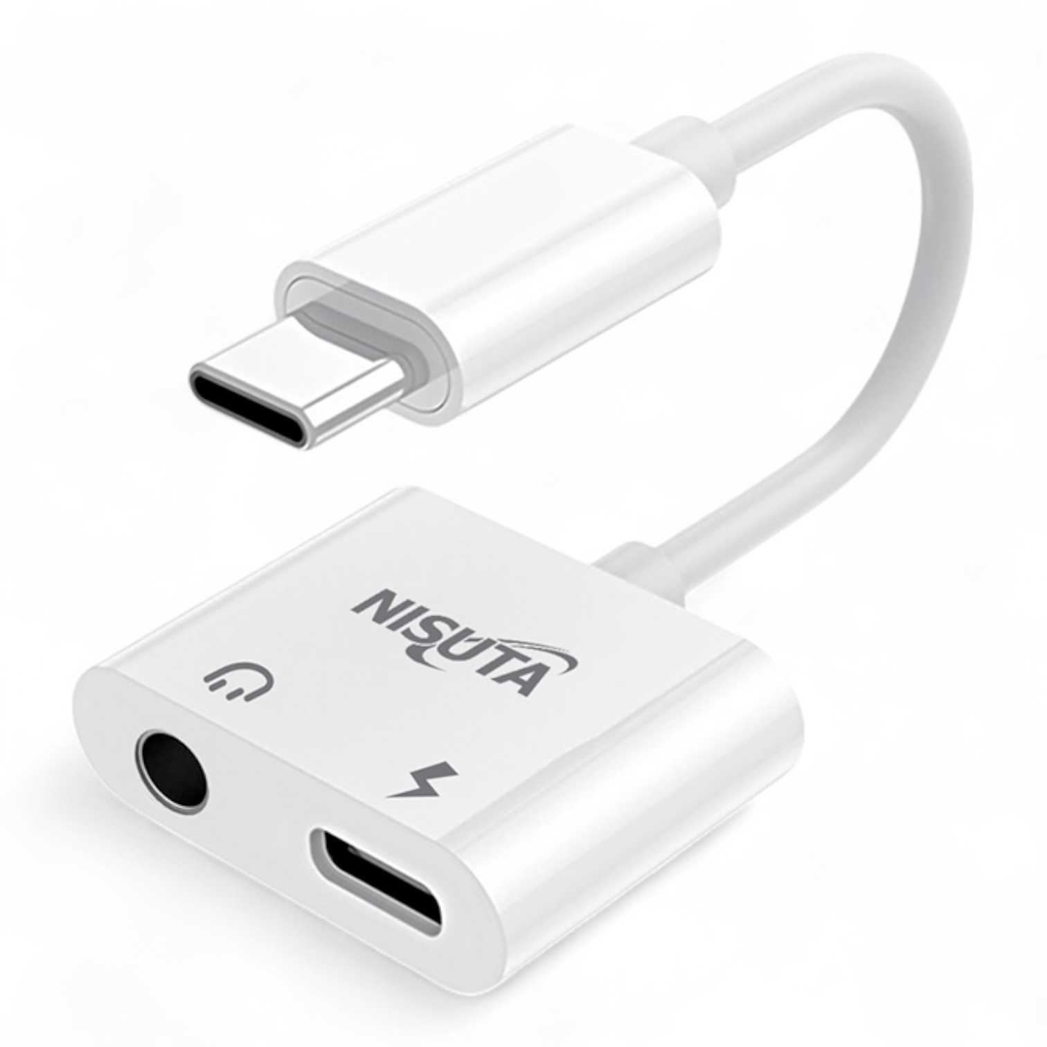 ADAPTADOR DE AUDIO NISUTA TIPO C A 3.5M + CARGA NSCOUSAUC