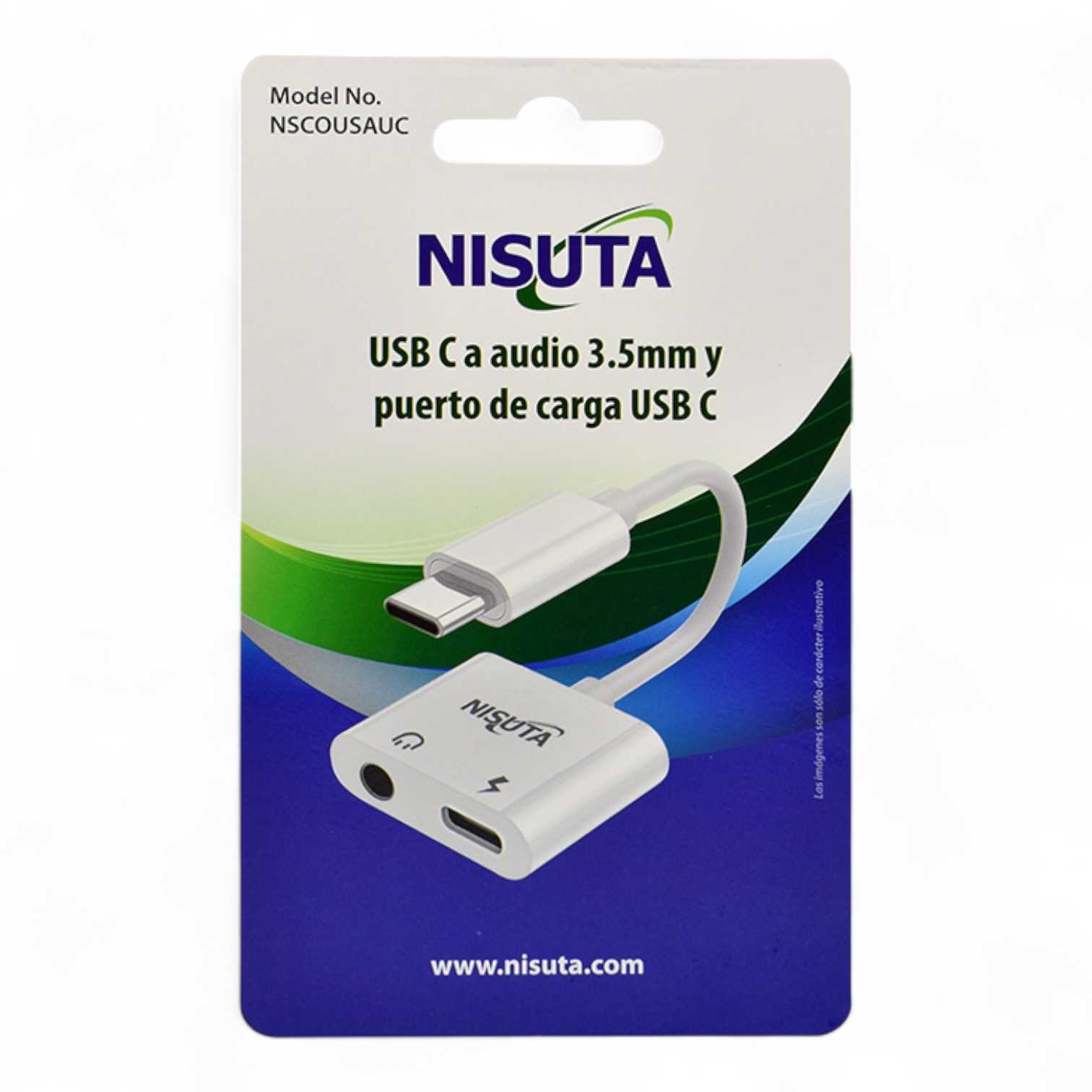 ADAPTADOR DE AUDIO NISUTA TIPO C A 3.5M + CARGA NSCOUSAUC