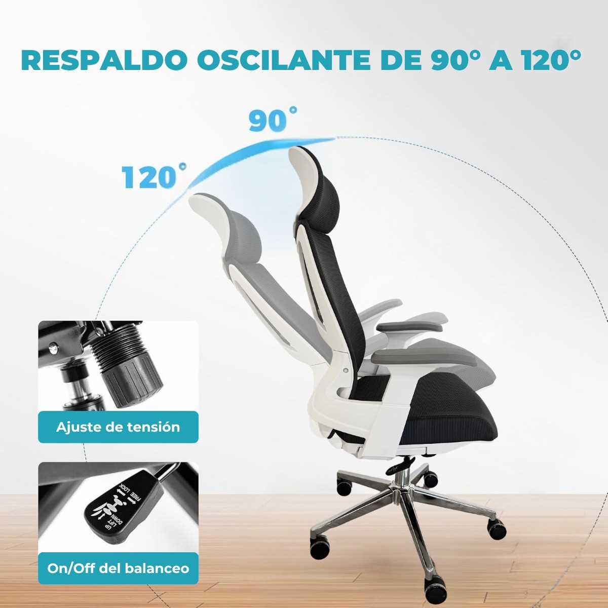 SILLA OFICINA GLOBAL TF103 REJILLA BLANCO