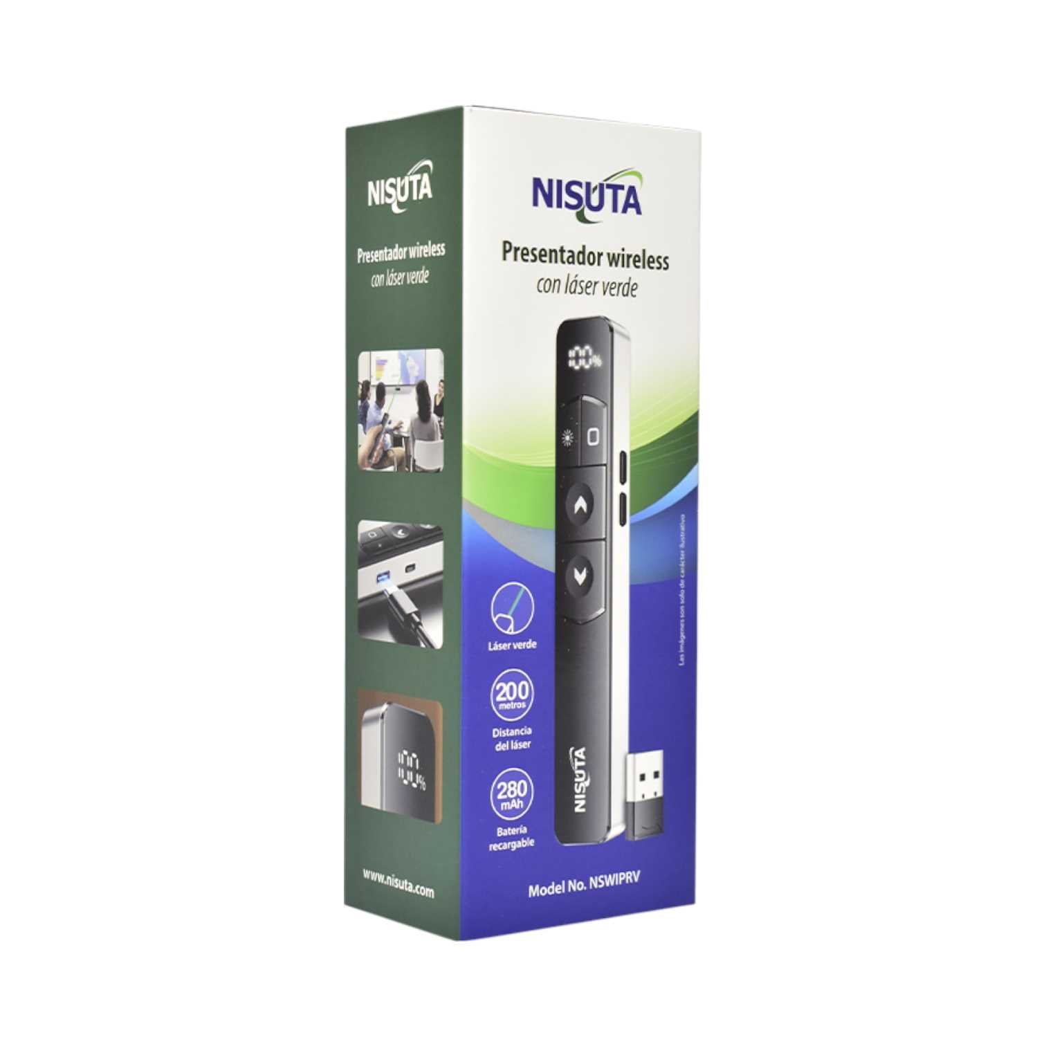 PUNTERO Y PRESENTADOR LASER NISUTA NSWIPRV WIRELESS 2.4GHZ RECARGABLE