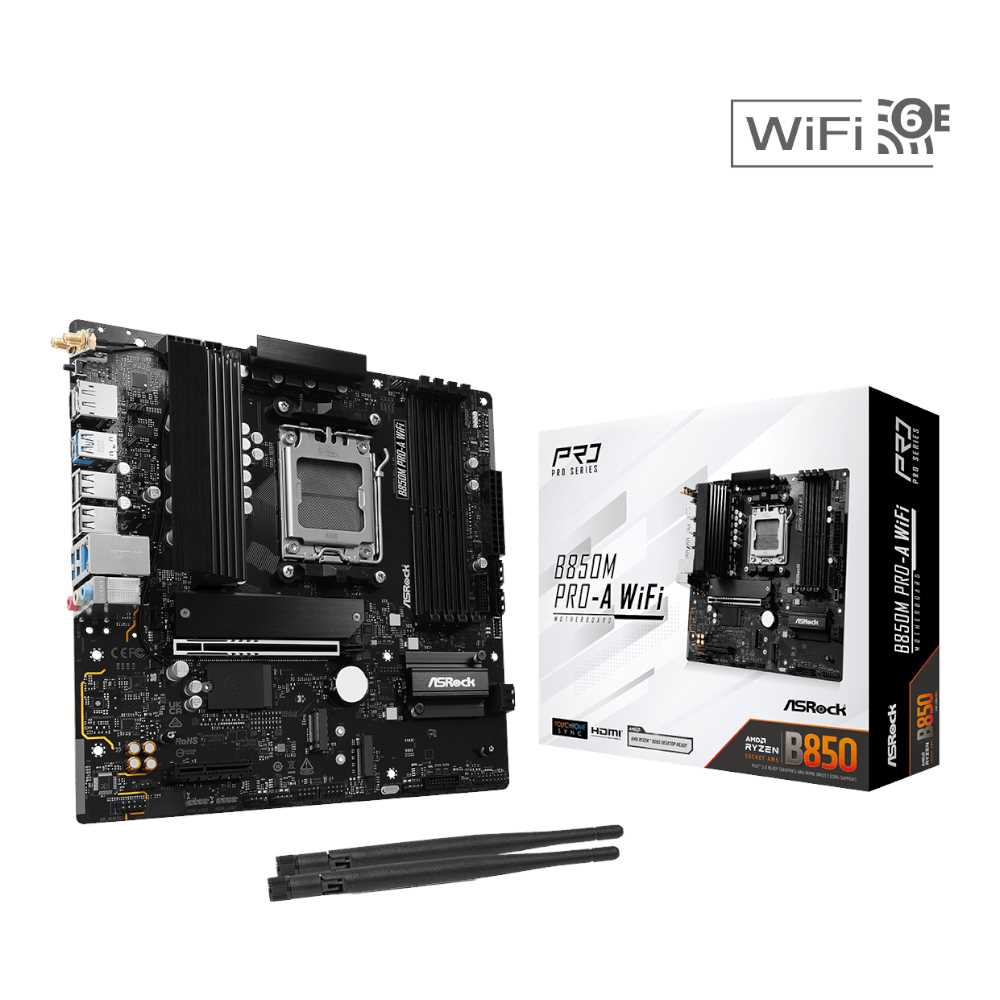 PLACA MADRE ASROCK B850M PRO-A WIFI AM5 DDR5 (M.2 GEN5)