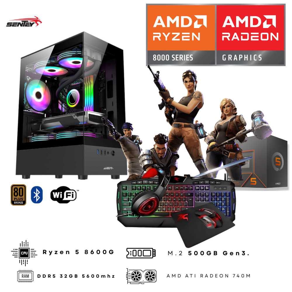 PC GAMER AMD RYZEN 5 8600G WIFI+BT (32GB DDR5 - M.2 500GB 3RA GEN - GRAFICOS RADEON)