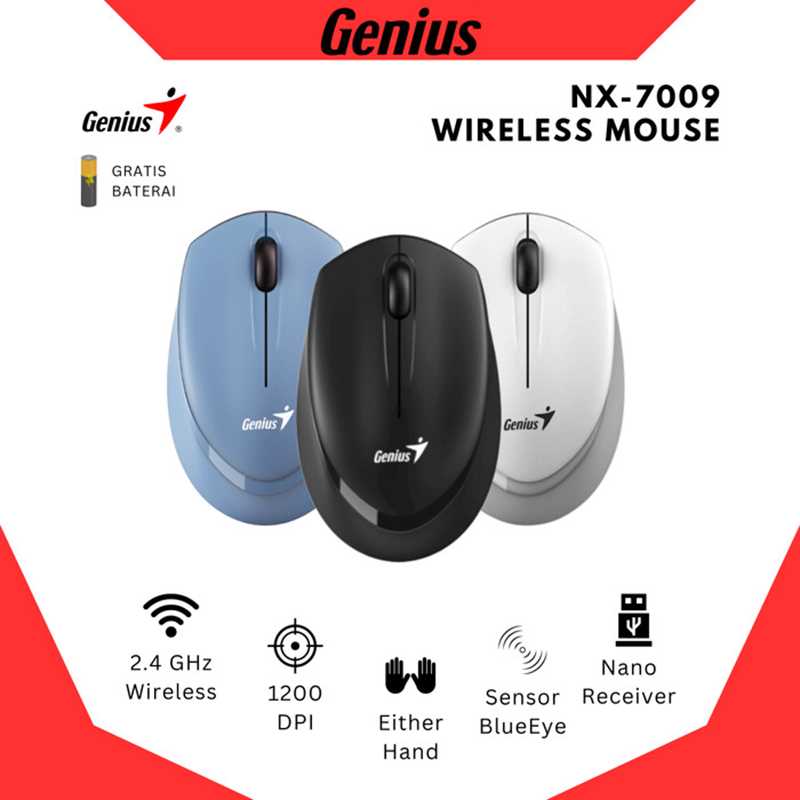 MOUSE GENIUS INALAMBRICO NX-7009 NEGRO